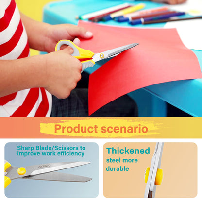 QMVESS 8.5" Scissors All Purpose 3 Pack, Ultra Sharp 2.5mm Thick Blade Scissors for Office, Professional Ergonomic Comfort Grip for Office School Home Fabric Sewing DIY Craft Cutting General Use