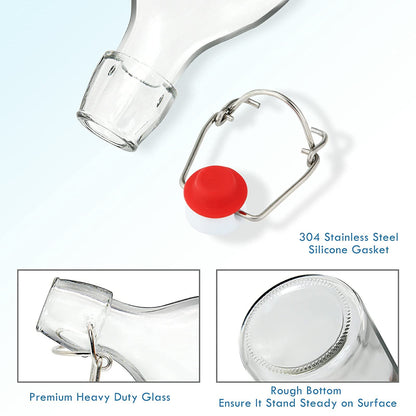 YEBODA 16oz Swing Top Bottles -Glass Beer Bottle with Airtight Rubber Seal Flip Caps for Home Brewing Kombucha,Beverages,Oil,Vinegar,Water,Soda,Kefir (6 Pack) (16 Oz- Set 6 (New))