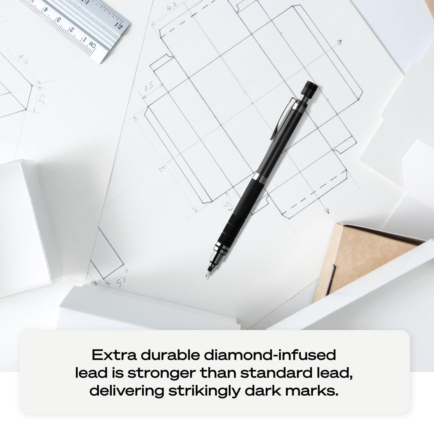 Uniball Kuru Toga Elite Mechanical Pencil Starter Kit with Silver Barrel and 0.5mm Tip; 60 Lead Refills; and 5 Pencil Eraser Refills; HB #2; Office Supplies; School Supplies; Drafting