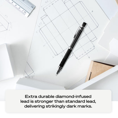 Uniball Kuru Toga Elite Mechanical Pencil Starter Kit with Silver Barrel and 0.5mm Tip; 60 Lead Refills; and 5 Pencil Eraser Refills; HB #2; Office Supplies; School Supplies; Drafting