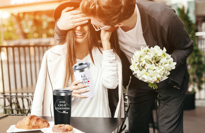 Wedding Anniversary for Couple Friend Lovers Cups Stainless Steel Wine Tumbler Travel Mug with Straw and Lid,2 Pack (4.blackwhite)