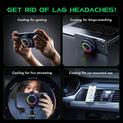 Black Shark Magnetic Phone Cooler 5 Pro - 18 Addressable RGB LEDs, Detachable Grip, APP-Controlled Thermostatic Cooling Fan for iPhone MagSafe/Android/iPad -Gaming/Streaming/Photography