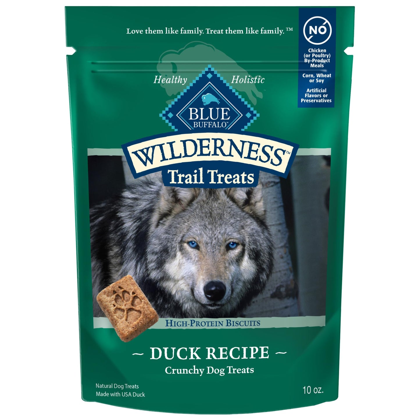 Blue Buffalo Wilderness Trail Treats High Protein Grain Free Dog Biscuits Crunchy Dog Treats, Duck Recipe, 10-oz Bag