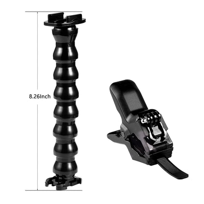 Suptig Jaws Flex Clamp Mount Gooseneck Mount for GoPro Hero 13 Hero 12 Hero 11 Hero 10 Hero 9 Hero 8 Hero 7 Hero 6 Hero 5 Hero 4 Session Hero 3+ Hero 3 Akaso EK7000 DJI osmo Arlo Action Camera.