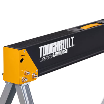 ToughBuilt - Folding Sawhorse/Jobsite Table - Sturdy, Durable, Lightweight, Heavy-Duty, 100% High Grade Steel, 1100lb Capacity, Easy Carry Handle - (TB-C300) - 1 Pack