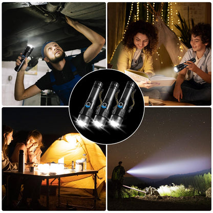 UUYEE 3Pack Rechargeable Flashlights High Lumens, Super Bright Flashlight, 5Modes LED Flashlight Rechargeable, Adjustable Tactical Flashlights High Powered, Flash Lights for Emergency Camping Home