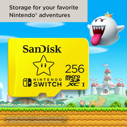 SanDisk 256GB microSD Card, Licensed for Nintendo-Switch - Made for Nintendo-Switch 1, OLED, and Lite - SDSQXAO-256G-GNCZN