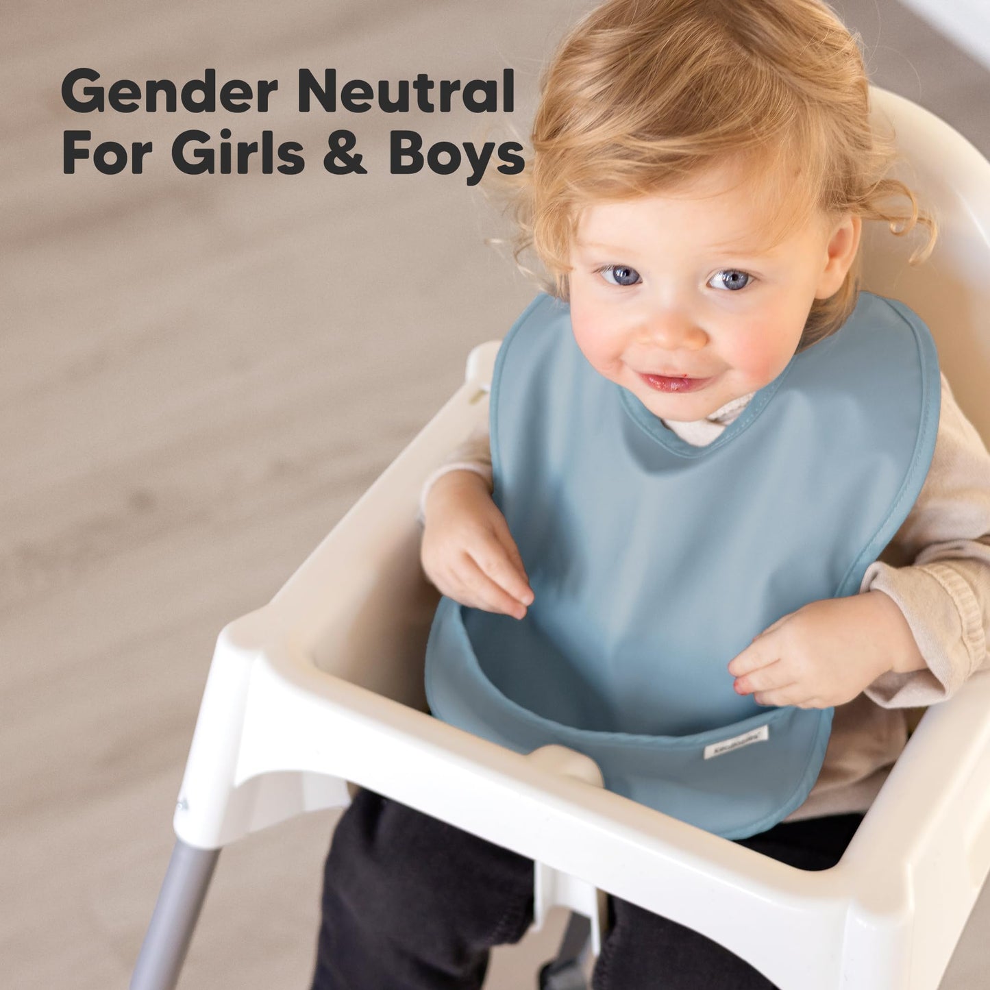 3-Pack Waterproof Baby Bibs for Eating - Lightweight Toddler Feeding Bibs with Large Food Catcher, Mess Proof, Food-Grade Baby Eating Essentials, Easy to Put On & Clean (Ocean)