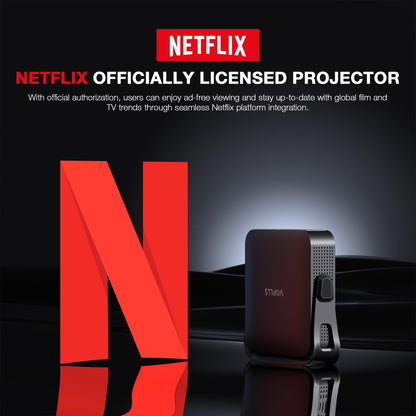 【Thinnest 1.81" & Netflix-Licensed Native 1080P Projector】Smart Mini Projector with WiFi and Bluetooth, Auto Focus & Keystone Portable Outdoor Projector, VOPLLS 4K Support Home Movie Projector(black)