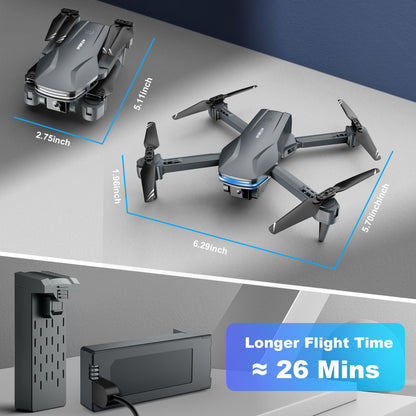 Drones with Camera for Adults 1080P HD Foldable Drone with Carrying Case Drones for Kids with One Key Take Off/Land, 3 Speed Mode, 360° Flip Grey