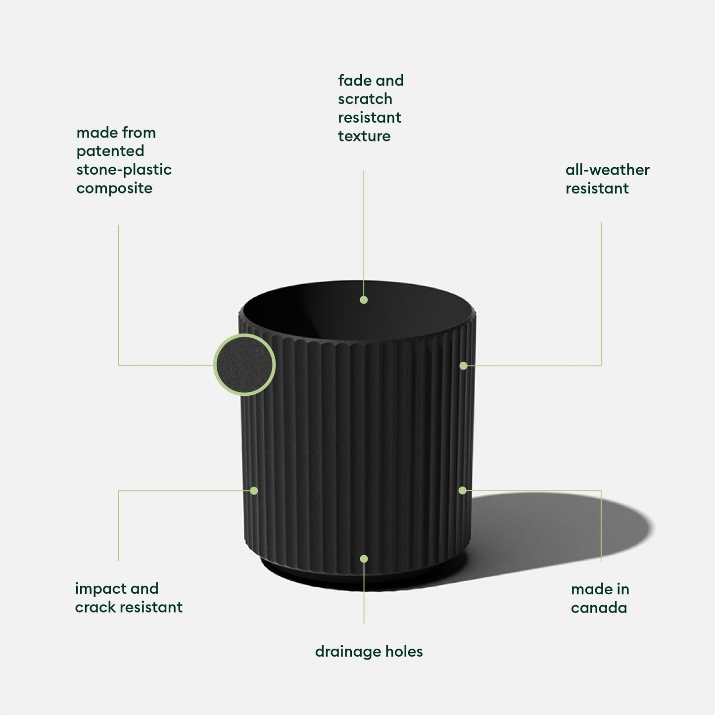 Veradek Demi Series Round Planter for Porch, Patio, Backyard | Durable Plastic-Stone Composite Material | Modern Décor for Tall Plants, Flowers