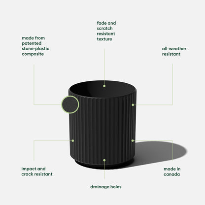 Veradek Demi Series Round Planter for Porch, Patio, Backyard | Durable Plastic-Stone Composite Material | Modern Décor for Tall Plants, Flowers