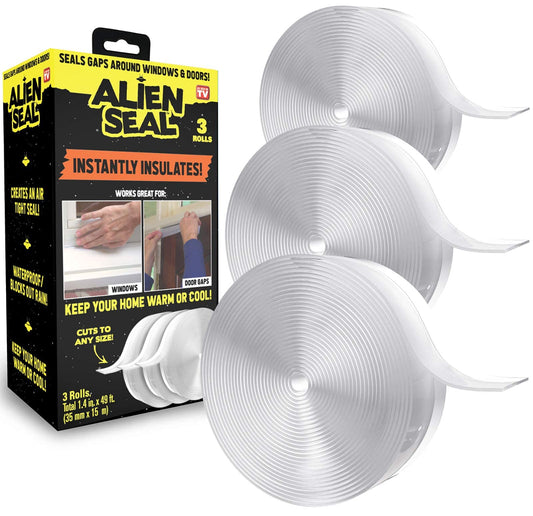 Alien Draft Seal Set of 49 Feet Anti-Draft Adhesive and Flexible Flap to Seal Gaps Around Doors and Windows As Seen On TV