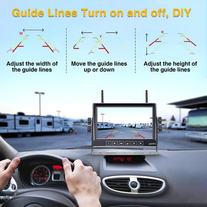 RV Backup Camera Wireless Easy Install: Plug & Play for Furrion Pre-Wired RVs - 7″ HD Touch Key Monitor, 1080P DVR, 4-Channel Split-Screen, Night Vision, IP69K Waterproof AMTIFO A7