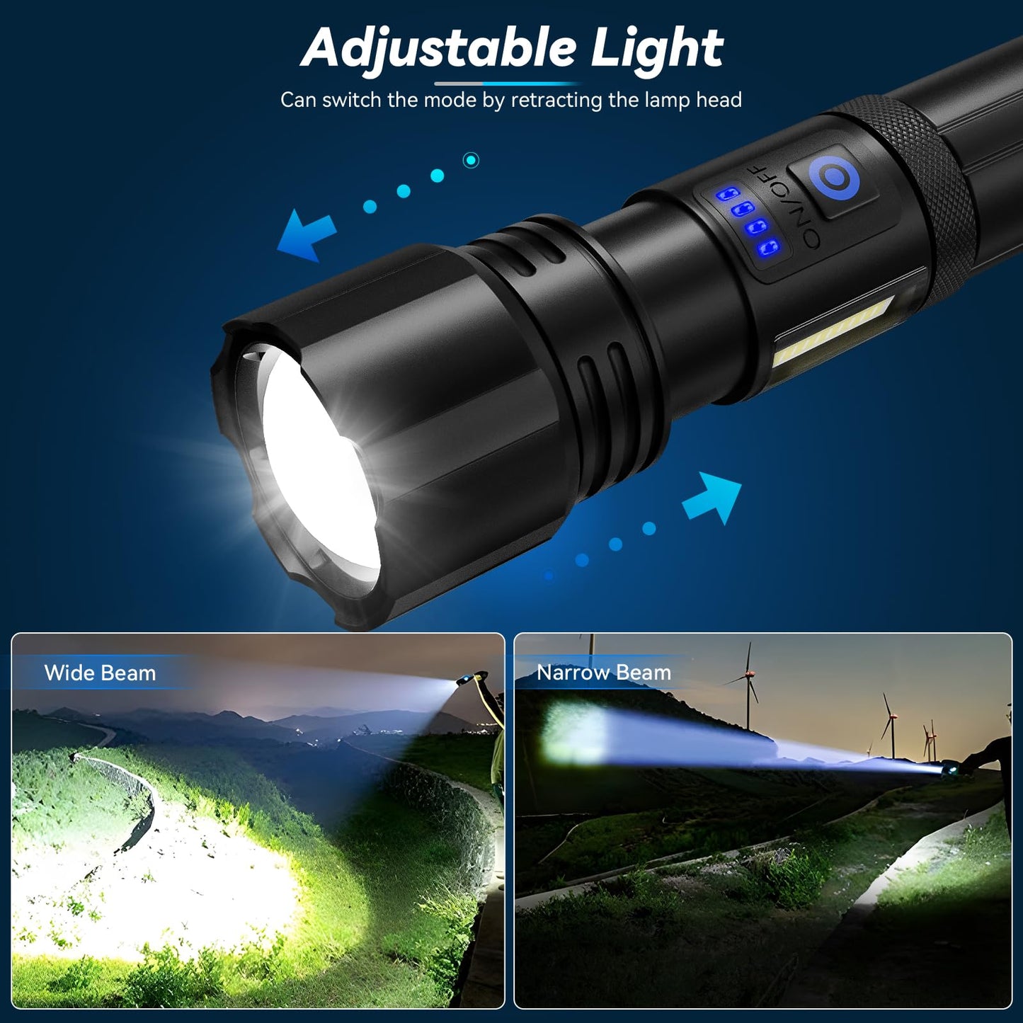Sigoobal Rechargeable Flashlight, High Lumens Super Bright Flash Light, 7 Modes with COB Work Light, IPX6 Waterproof, Powerful Handheld LED Flashlights for Home Camping Hiking