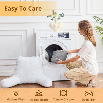 Sasttie Reading Pillows for Sitting in Bed Adult, Velvet Back Pillow Bed Sitting Up, Back-Rest Support Cushion for Sit Up on Couch, Sofa, and Floor, Dorm Essentials, Oeko-Tex Certified, Dark Grey