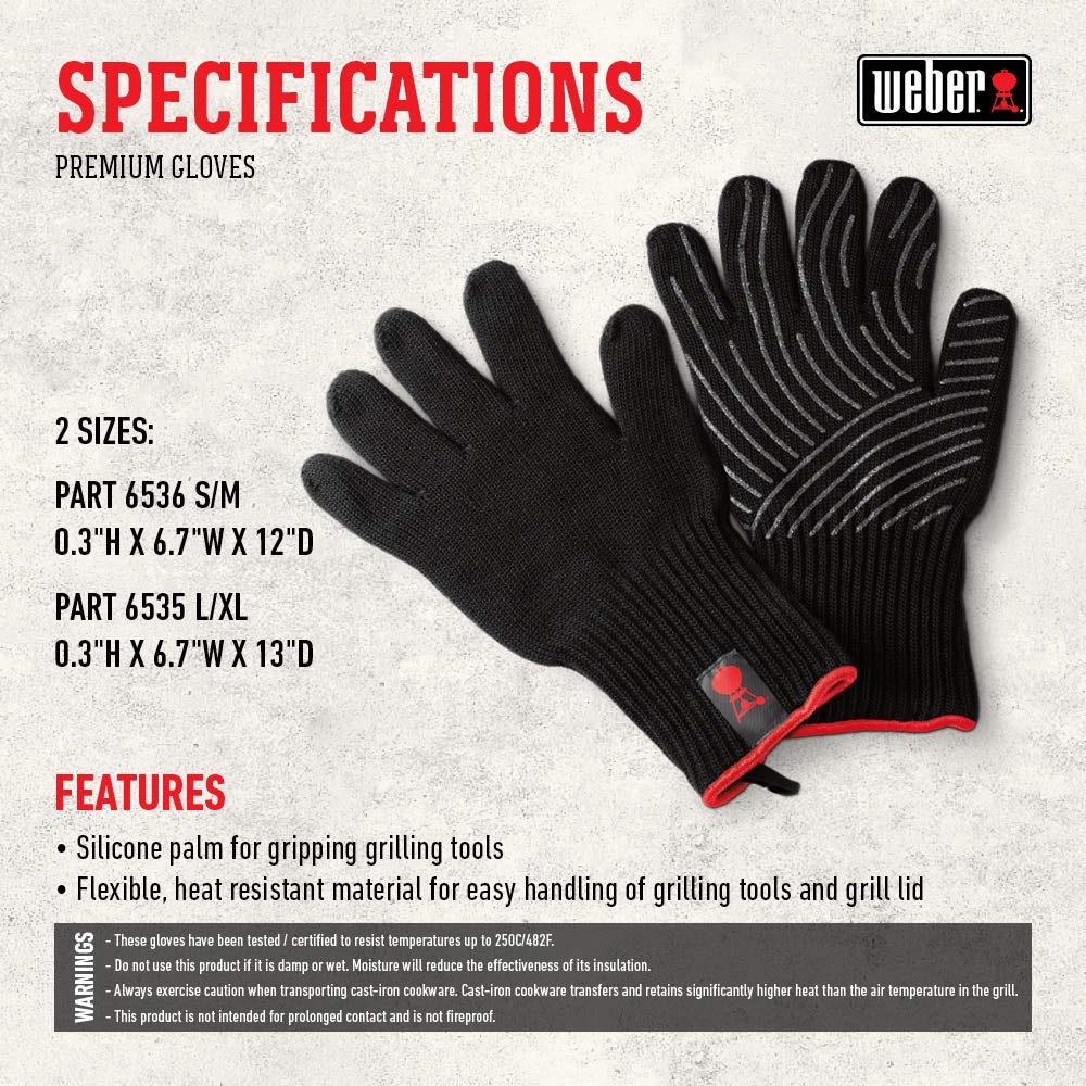 Weber Premium Gloves, L/XL, x Large, Large/X-Large (Pack of 1), Black