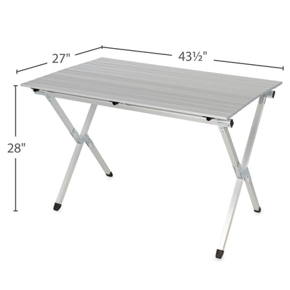 Camco Aluminum Roll-Up Table with Carrying Bag | Lightweight & Easy-to-Carry | Comfortably Sits 4-6 People | Ideal for Tailgating, Camping, The Beach, Parties & More (51892)