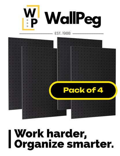 WallPeg Pegboard Kit - 4 Each 24"x16" Peg Board Panels - Made in USA - Mounted Size is 48" x 24" Pegboards Wall Organizer for Walls Home, Garage Tool Storage, Office Organization, Kitchen, Craft Room