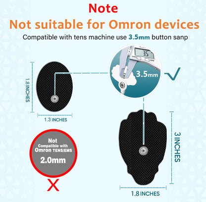 TENS Unit Electrode Pads Snap On Tens Unit Pads 22Pcs Multiple Sizes Electrodes Tens Unit Replacement Pads Snap Reusable 3.5Mm Snap Tens Pads Sm Electrodes Tens Unit Muscle Stimulator Black