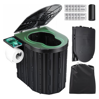 Sckee Camping Toilet, Portable Toilet for Adults, Portable Travel Folding Toilet with Lid and Paper Holder, Compact Potty for Car, Camp Toilet Portable Toilet for Camping, Hiking,Truck, RV, Beach
