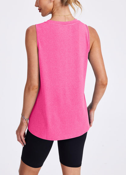 Women's Workout Tops Sleeveless Running Yoga Tops Gym Atnletic Shirts Activewear Pink Size M