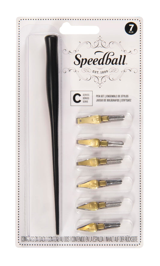 Speedball C-Series Lettering Pen Set - 1 Penholder w/ 6 Nibs