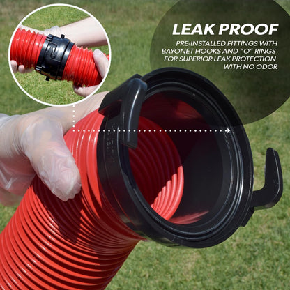 Valterra D04-0113 EZ Coupler 10' RV Extension Hose, Red