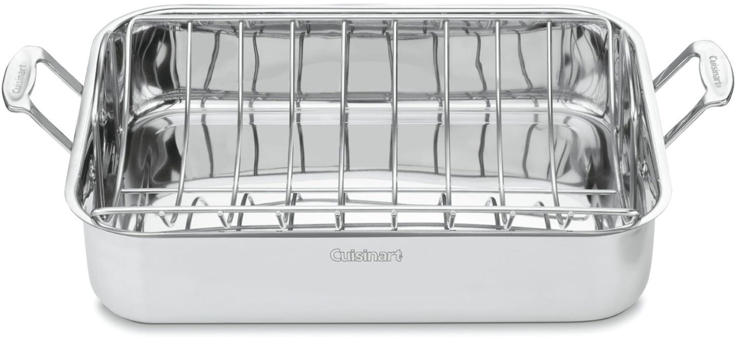 Cuisinart 16-Inch Roaster, Chef's Classic Rectangular Roaster with Rack, Stainless Steel, 7117-16URP1