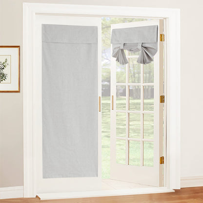 RYB HOME Kitchen Door Curtains 69 inch Length, 100% Blackout Natural Linen Blended Skylight/Patio/Glass/French Door Window Decor Privacy Shades, W26 x L69 inch, Concrete Grey, 1 Panel