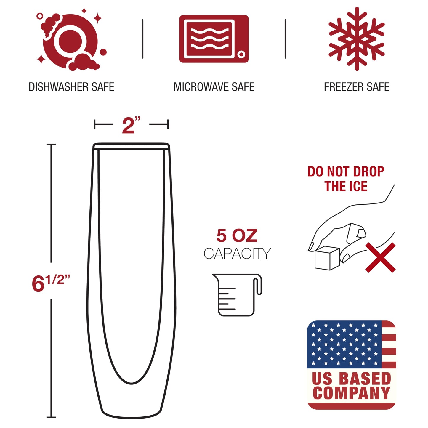 Eparé Double Wall Stemless Champagne Flutes Glass - Set of 2 Lightweight Mimosa and Prosecco Glasses for Bridal Shower, Bridesmaid Gift - Modern Stemless Champagne Glasses