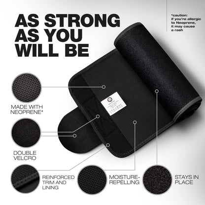 ActiveGear Waist Trimmer Belt for Stomach and Back Lumbar Support, Medium: 8" x 42" - Silver