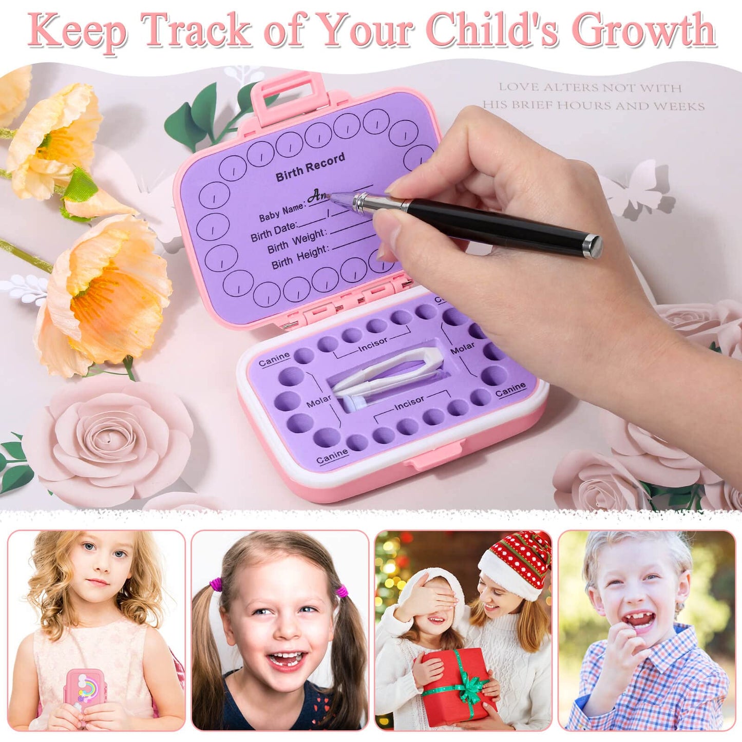 Tooth Holders for Kids Keepsake, Baby Teeth Keepsake Box, Tooth Saver, Tooth Container for Lost Teeth, Teeth Storage Holder for Tooth Fairy (Pink)