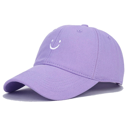Umeepar Smile Face Baseball Cap for Women Men Adjustable Low Profile Unstructured Cotton Dad Hat (US, Alpha, One Size, Light Violet)