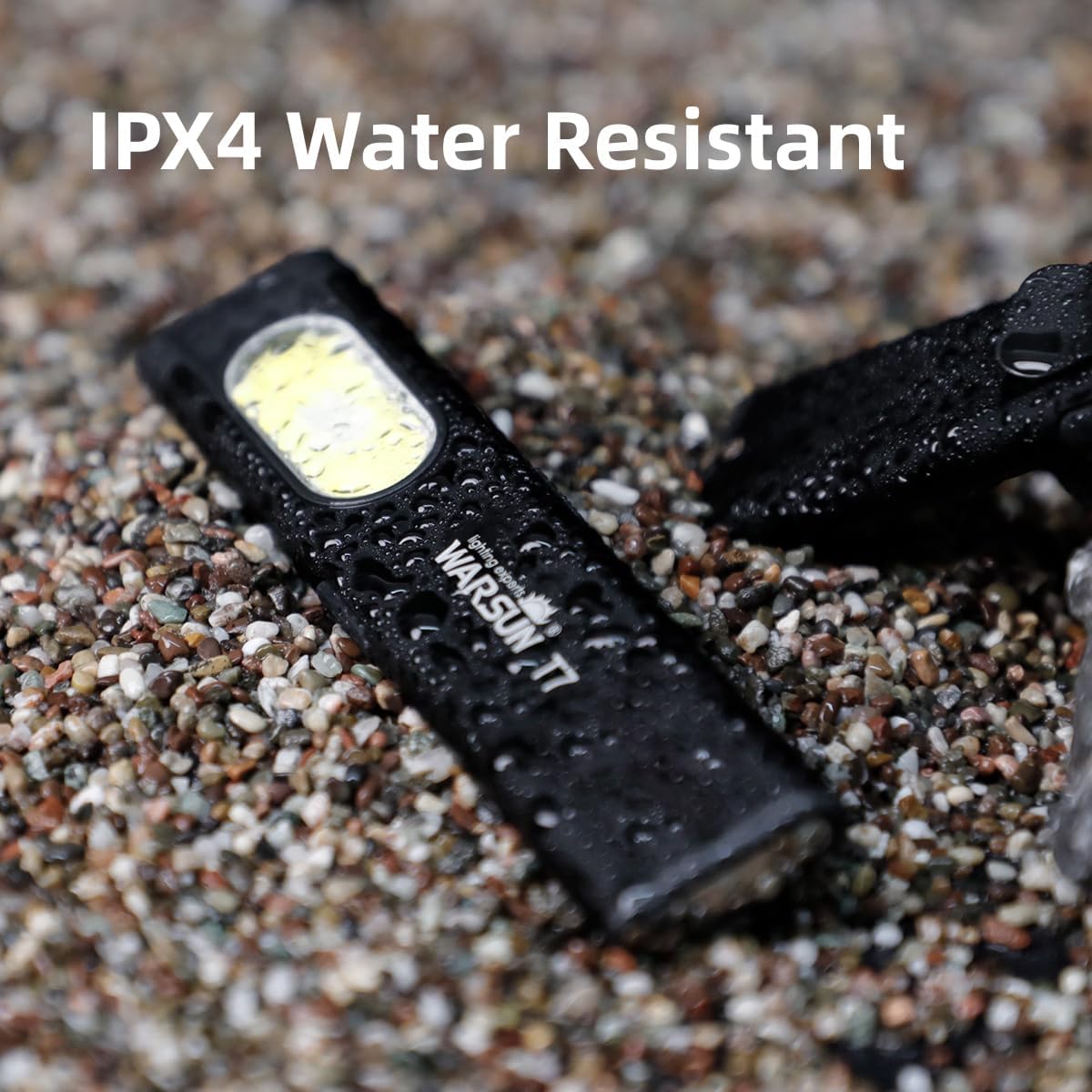 WARSUN Compact Multi-Mode Pocket LED Flashlight - 675LM, USB-C Rechargeable, IPX4, Dual Material, Red/Blue Strobe, for Everyday Carry & Travel