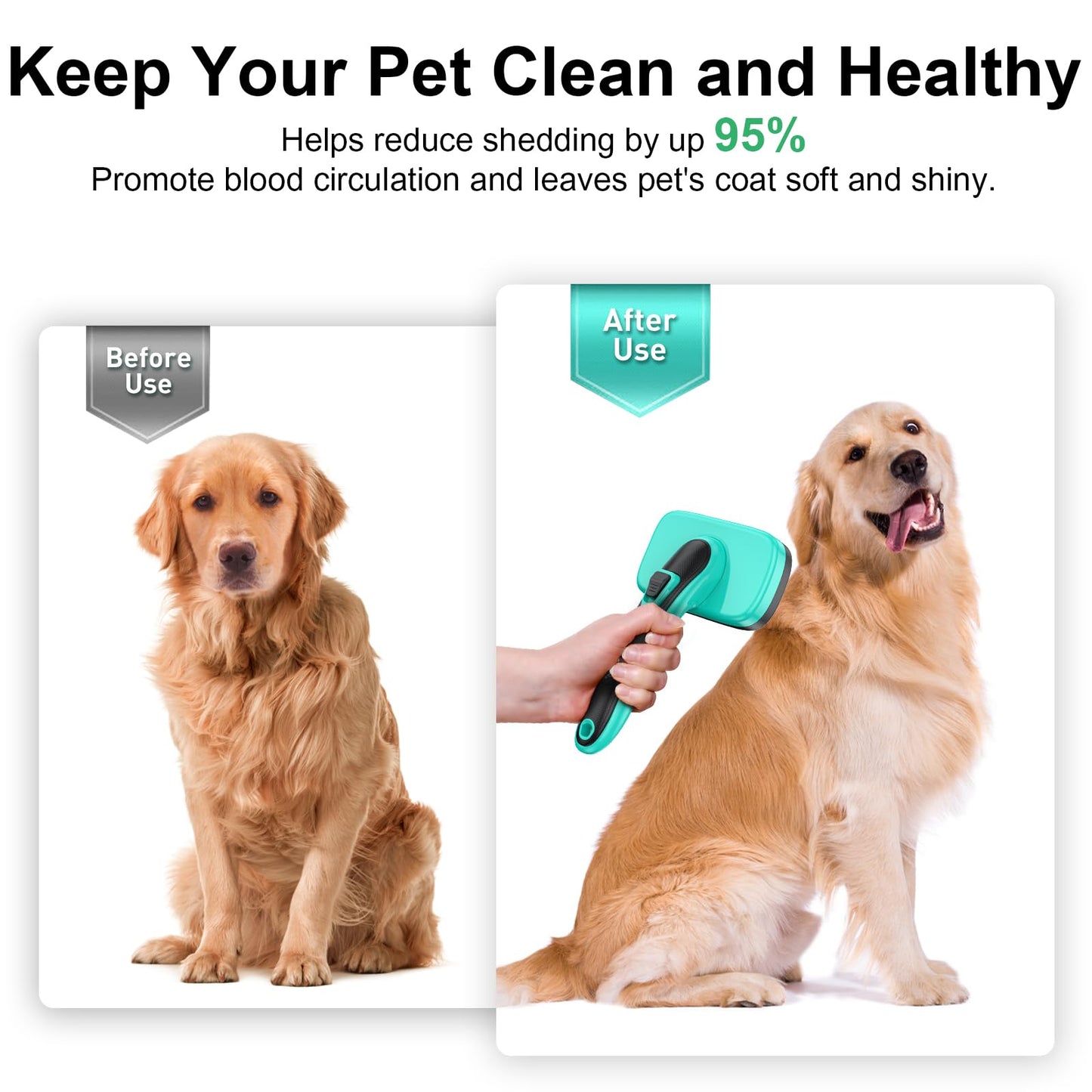 WOPQAEM Dogs Self Cleaning Slicker Brush for Shedding & Grooming Short Long Haired Pets, Removes Loose Fur, Undercoat, Mats, Tangled for Large Medium Small Sensitive Skin of Cats. Easy to Cleaning