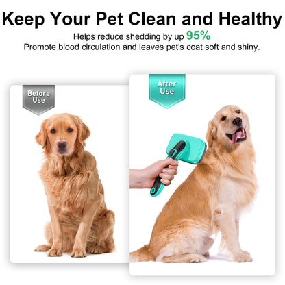 WOPQAEM Dogs Self Cleaning Slicker Brush for Shedding & Grooming Short Long Haired Pets, Removes Loose Fur, Undercoat, Mats, Tangled for Large Medium Small Sensitive Skin of Cats. Easy to Cleaning