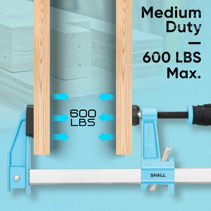 SHALL 6-Inch Steel Bar Clamps Set, 4-pack Medium-Duty Quick-Release F Clamps, 600 Lbs Load Limit for Woodworking, Metal working, DIY and Crafts