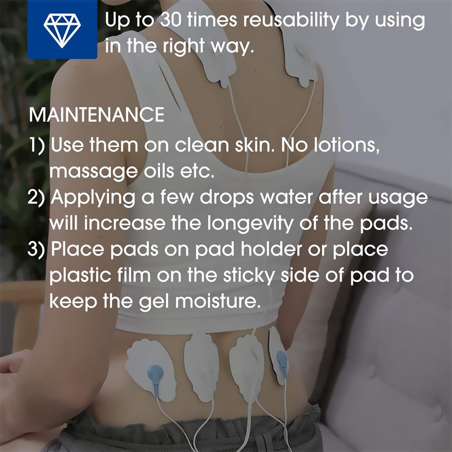 TENS/EMS Unit Replacement Pads NURSAL 20 Pack 3.5mm Snap Electrode Patches for Electrotherapy, Reusable Self-Adhesive Electrodes Pads, Compatible with Belifu, AVCOO, Neocarbon, MEDVICE TENS White