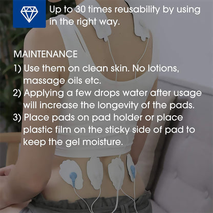 TENS/EMS Unit Replacement Pads NURSAL 20 Pack 3.5mm Snap Electrode Patches for Electrotherapy, Reusable Self-Adhesive Electrodes Pads, Compatible with Belifu, AVCOO, Neocarbon, MEDVICE TENS White