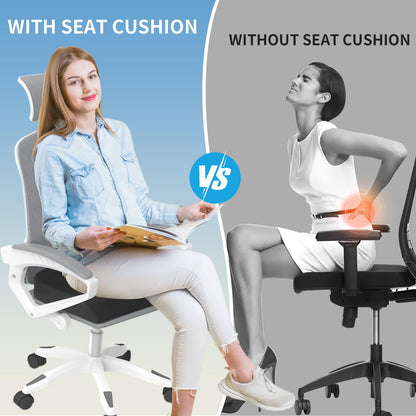 TranquilRelax Large Seat Cushion, Soft Foam Cushion for Long Sitting Hours on Office Chair, Home & Car, Non-Slip Chair Pad for Relieving Back & Sciatica & Hip & Coccyx Pain (Black)