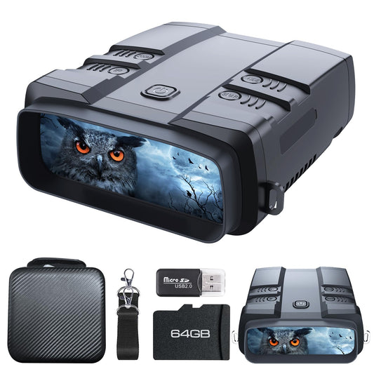 VABSCE Night Vision Goggles, True 4K Night Vision Binoculars, Built-in Powerful Focusable IR, 6000mAh Rechargeable Battery, Super Large Display, Long Viewing Range, Free 64GB Card (Black 4k Pro)