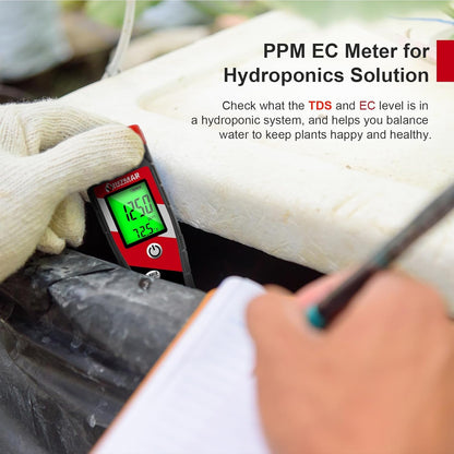 UIUZMAR pH Meter for Water Hydroponics Supplies - pH Up and Down Tester Digital PPM Meter EC Meter Combo for Home Growers – Accurate pH Tester TDS EC Reader for Hydroponics