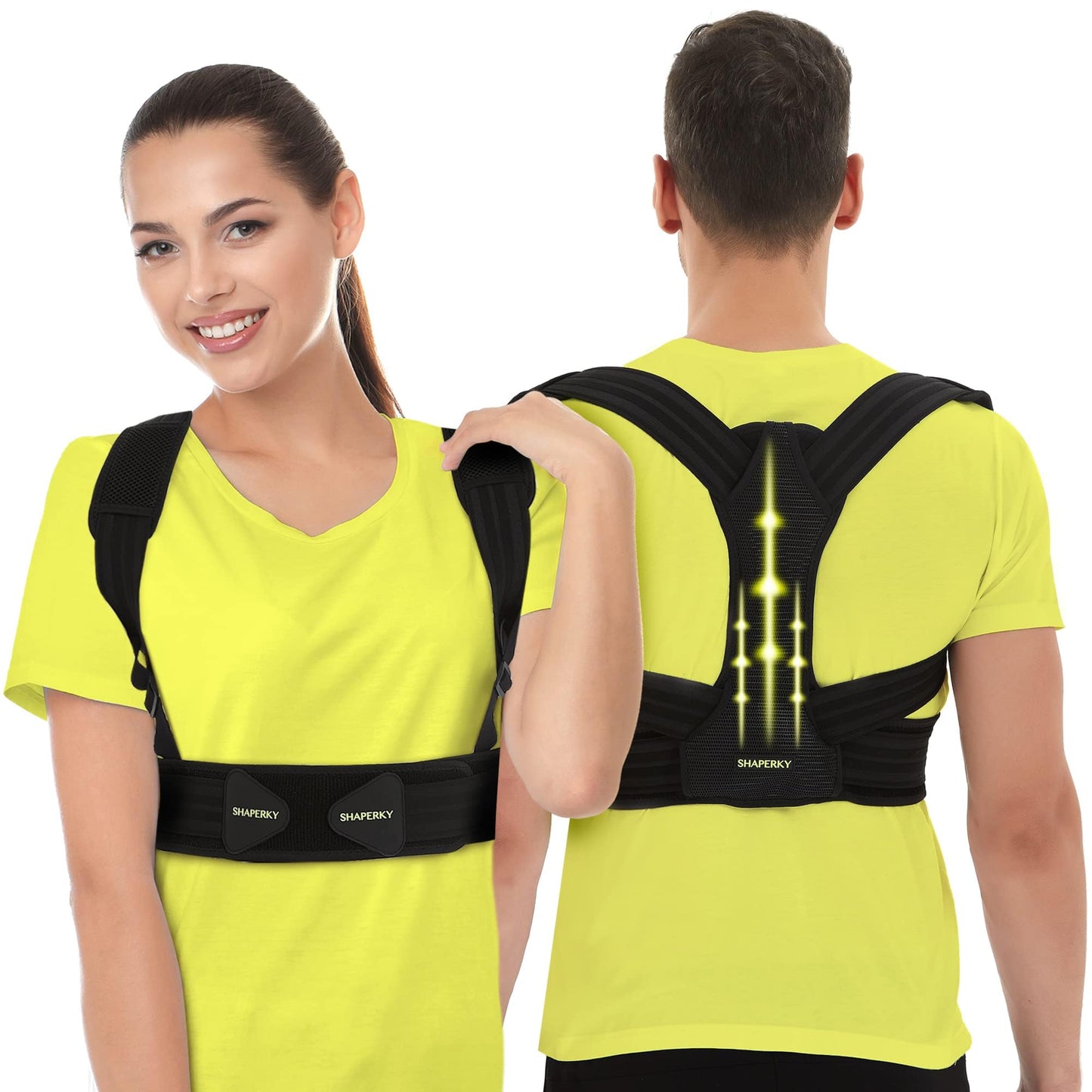 SHAPERKY Posture Corrector for Women and Men, Adjustable Upper Back Brace for Posture Hunchback Support and Providing Pain Relief from Neck, Shoulder, and Upper Back (1, Large/X-Large)
