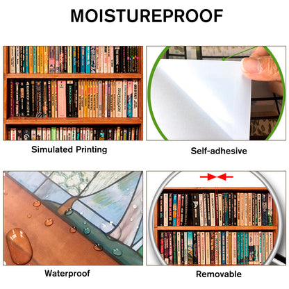 ChezMax Door Stickers Decals 3D Door Murals Peel and Stick, Removable Decorative Vinyl Wallpaper Waterproof Self Adhesive Wall Covers Poster for Home Office Decoration Vivid Bookcase 30.3"W x 78.7"H