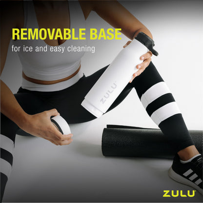 Zulu Ace 24oz Vacuum Insulated Stainless Steel Water Bottle with Chug Spout | Leak-Proof Locking Lid and Removable Base |Reusable Bottle for Cycling Sports Gym Travel Bicycle Bottle Cage | Ice Blue