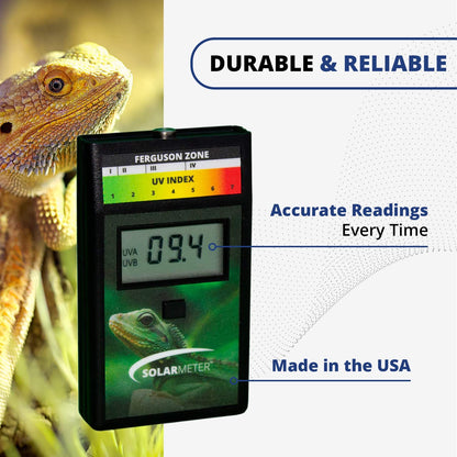 Solarmeter Model 6.5R Reptile UV Index Meter, Handheld Digital Radiometer for Measuring Ultraviolet Light, Measures 280-400 nm with Range from 0-199.9 UV Index, Made in USA, ABS Polymer, Black