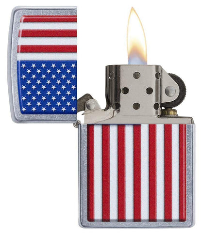 Zippo Patriotic Street Chrome Pocket Lighter