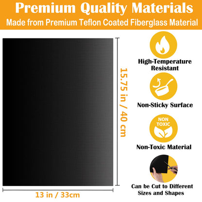 Grill Mats for Outdoor Grill, Dailyart Grill Mats Non Stick Set of 5 BBQ Grill Mat Baking Mats Teflon BBQ Grilling Accessories Reusable,Works on Gas, Charcoal, Electric Grill 15.75 x 13-Inch, Black
