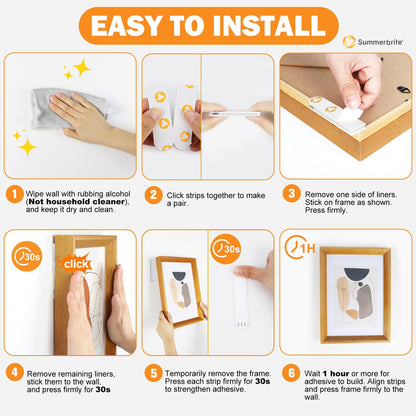 Summerbrite Picture Hanging Strips,Picture Hanger Kit, Removable Damage Free,Picture Hanging Hooks,White Medium(40Pack)